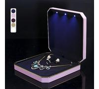 Jewelry Box with LED for Necklace - Elegant Gift Case with Velvet Interior - Gift Idea for Wedding, Birthday, Valentine's Day, Mother's Day, Christmas