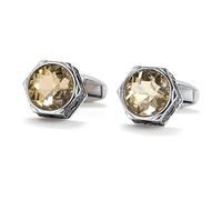 Jewelry Cufflinks Men's Shirt Cufflinks Light Luxury French Hexagonal Brown Crystal Silver Shirt Cuff Nails
