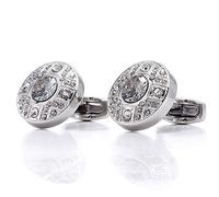 Jewelry Cufflinks Men's Shirt Cufflinks Metallic Silver Cufflinks Diamond Round French Shirt Sleeve Studs Cufflinks