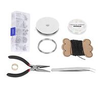 Jewelry Making Tool Kit, DIY Earring Craft Accessory Set with Lobster Clasp Eye Screws Wax String Pliers Tweezers for Beading Repair and Custom Necklace Bracelet Projects (Guqing-set completo (con