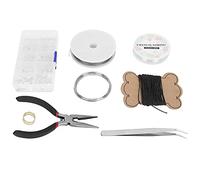Jewelry Making Tool Kit, DIY Earring Craft Accessory Set with Lobster Clasp Eye Screws Wax String Pliers Tweezers for Beading Repair and Custom Necklace Bracelet Projects (Argento-set completo (con