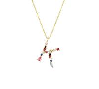 Jewelry New 2025 Arrival 26 Alphabet Pendant Necklace Women Rainbow Colorful Crystal Initial Letter M K W F Fine With For You Accessories Trendy Creative Gift Gift