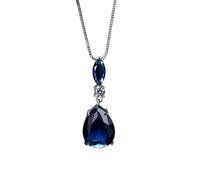 Jewelry New 2025 Arrival Waterdrop Pendant Necklace For Women Dark Bule Clear Cz Box Chain Fashion Jewelry Gift Women Wedding Gift With For You Accessories Trendy Creative Gift Gift