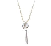 Jewelry Nexus - Collana con medaglione bicolore con perle finte e nappe pendenti. e Base, colore: Multicolore, cod. mo-an1115-att