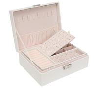 Jewelry Organizer Box Leather Jewelry Box for Girls Womens Earring Organizer with Lock Double Layers Case scatola organizer(Wit)