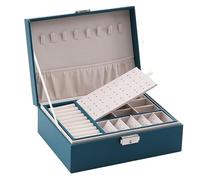 Jewelry Organizer Box Leather Jewelry Box for Girls Womens Earring Organizer with Lock Double Layers Case scatola organizer(Groen)