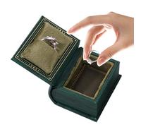 Jewelry Ring Case - Book Style PU Leather Box Magnetic Closure, Travel Friendly Ring Organizer, Compact Jewelry Storage Holder With Velvet Lined Interior For Safe Engagement Proposal Gift | For Women