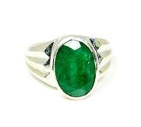 Jewelryonclick - Anello da Uomo in Argento con Smeraldo Naturale da 4 carati, Design con Lunetta incastonata, Misura H-Z, 61 (19.4), Colore: Green, cod. 4JCELDMR60_S