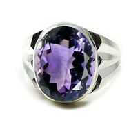 Jewelryonclick, anello in argento con pietra preziosa da 5 carati, con marchio di ametista, per uomo, misura H, J, M, P, S, T, U, W, X, Z e Argento, 63 (20.1), colore: Viola, cod. JOCATMR5-U
