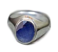Jewelryonclick Astrologia e Astronomia Anelli Birthstone Argento Sterling Zaffiro Blu Naturale Ovale Forma Anello Fatto a Mano in Pietra Ovale da 7 carati Impostazione della Lunetta Taglia 67