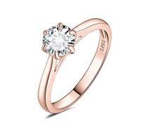 JewelryPalace 0.5ct Classic Anello Solitario Donna Argento 925 con Creato Moissanite, Diamante Simulato Anelli con Pietra Rotonda, Semplice Fedine Fidanzamento in Oro Rosa Set Gioielli Donna 19.5