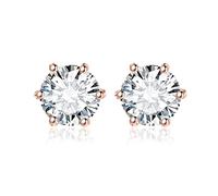 JewelryPalace 1-6ct Orecchini a Bottone Donna Argento 925 con Cubica Zirconia, Piercing Orecchini a Lobo Donna con Pietra a Taglio Rotondo, Orecchini Solitario in Tre Ori Set Gioielli Donna