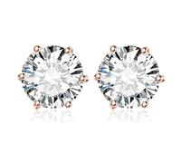 JewelryPalace 1-6ct Orecchini a Bottone Donna Argento 925 con Cubica Zirconia, Piercing Orecchini a Lobo Donna con Pietra a Taglio Rotondo, Orecchini Solitario in Tre Ori Set Gioielli Donna