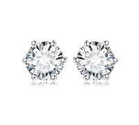 JewelryPalace 1-6ct Orecchini a Bottone Donna Argento 925 con Cubica Zirconia, Piercing Orecchini a Lobo Donna con Pietra a Taglio Rotondo, Orecchini Solitario in Tre Ori Set Gioielli Donna