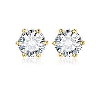 JewelryPalace 1-6ct Orecchini a Bottone Donna Argento 925 con Cubica Zirconia, Piercing Orecchini a Lobo Donna con Pietra a Taglio Rotondo, Orecchini Solitario in Tre Ori Set Gioielli Donna