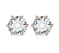 JewelryPalace 1-6ct Orecchini a Bottone Donna Argento 925 con Cubica Zirconia, Piercing Orecchini a Lobo Donna con Pietra a Taglio Rotondo, Orecchini Solitario in Tre Ori Set Gioielli Donna