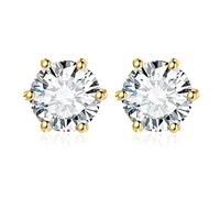JewelryPalace 1-6ct Orecchini a Bottone Donna Argento 925 con Cubica Zirconia, Piercing Orecchini a Lobo Donna con Pietra a Taglio Rotondo, Orecchini Solitario in Tre Ori Set Gioielli Donna