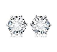 JewelryPalace 1-6ct Orecchini a Bottone Donna Argento 925 con Cubica Zirconia, Piercing Orecchini a Lobo Donna con Pietra a Taglio Rotondo, Orecchini Solitario in Tre Ori Set Gioielli Donna