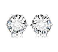 JewelryPalace 1-6ct Orecchini a Bottone Donna Argento 925 con Cubica Zirconia, Piercing Orecchini a Lobo Donna con Pietra a Taglio Rotondo, Orecchini Solitario in Tre Ori Set Gioielli Donna