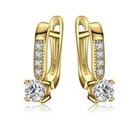 JewelryPalace 1ct Hoop Orecchini Donna Argento 925 con Cubica Zirconia, Piercing Orecchini a Lobo Donna con Pietra a Taglio Rotondo, Huggie Orecchini Piccoli a Cerchio in Tre Ori Set Gioielli Donna