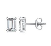 JewelryPalace 1ct Orecchini a Bottone Donna Argento 925 con Creato Moissanite, Piercing Orecchini a Lobo con Pietra a Taglio Smeraldo, Orecchini Solitario in Tre Ori Set Gioielli Donna