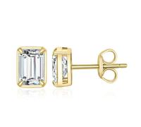 JewelryPalace 1ct Orecchini a Bottone Donna Argento 925 con Creato Moissanite, Piercing Orecchini a Lobo con Pietra a Taglio Smeraldo, Orecchini Solitario in Tre Ori Set Gioielli Donna