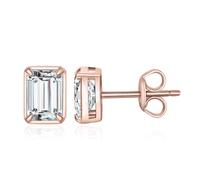 JewelryPalace 1ct Orecchini a Bottone Donna Argento 925 con Creato Moissanite, Piercing Orecchini a Lobo con Pietra a Taglio Smeraldo, Orecchini Solitario in Tre Ori Set Gioielli Donna