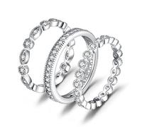 JewelryPalace 3 Anelli Donna in Argento 925, Fedine Fidanzamento Coppia con Moissanite, Zirconia, Diamante Simulato per Anniversario Matrimonio Promessa - Set Tre Ori, Gioielli