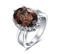 JewelryPalace 5.7ct Anelli Grandi Donna Argento 925 Quarzo Fume, Ovale Anello Solitario Donna in Argento con Pietre Naturali, Classic Fedine Donna, Promessa Anello da Cocktail, Set Gioielli Donna 19.5