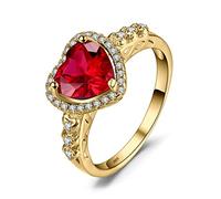 JewelryPalace Anello Cuore dell'Oceano Halo 2.7ct, Classico Rubino Rosso Creato in Argento 925, per Anniversario Fidanzamento Promessa, Set Gioielli Donna in Tre Ori