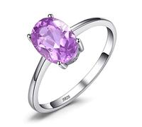 JewelryPalace, Anello da donna con ametista, granato, peridoto, citrino, topazio, in argento 925 placcato in oro, ideale come anello di fidanzamento, per matrimonio, promessa, regalo di compleanno, Gemma, ametista,