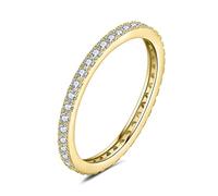 JewelryPalace Anello Eternity Donna placcato oro giallo 14K con Moissanite, Anelli Impilabili con Pietre a Taglio Rotondo, Fede Nuziale in Oro Set Gioielli Matrimonio 7