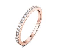 JewelryPalace Anello Half Eternity in Argento 925 con Cubica Zirconia, 6 Pietre a Taglio Rotondo, Fede Nuziale in Tre Ori per Donna Matrimonio