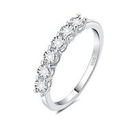 JewelryPalace Anello Half Eternity in Argento 925 con Cubica Zirconia, Tre Ori con 6 Pietre a Taglio Rotondo, Fede Nuziale Donna per Matrimonio