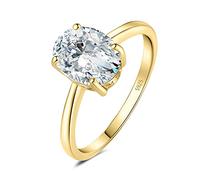 JewelryPalace Classico Anello Solitario con Cubica Zirconia, Argento 925 con Pietra a Taglio Ovale, Fede Nuziale in Tre Ori Set Donna