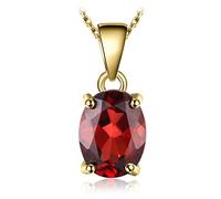 JewelryPalace Collana Solitario Donna Argento 925 con Naturale Granato Rosso, Collana Dorata Ciondolo Pietra a Taglio Ovale in Oro con Catena 45cm, Collane Pendenti Set Gioielli Donna