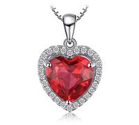 JewelryPalace Cuore Of Ocean 3.9ct Sintetico Rosso Rubino Amore Eterno Halo Pendente Collana 925 Sterling Argento 45cm