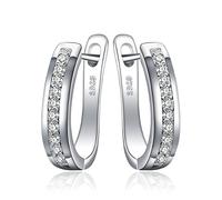 JewelryPalace Eternità Cubic Zirconia Matrimonio Huggie Orecchini a Cerchio Canale Set 925 Sterling Argento