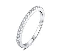 JewelryPalace Half Eternity Anello in Argento 925 con Cubica Zirconia, 6 Pietre a Taglio Rotondo, Fede Nuziale in Tre Ori per Donna Matrimonio