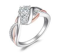 JewelryPalace Nodo D'amore Anelli Donna Argento 925 Infinito con Cubic Zirconia, Anello Promessa a Tre Pietre con Oro Rosa, Diamante Simulato Fedine Fidanzamento Anniversario Intrecciate Gioielli