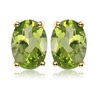 JewelryPalace Orecchini a Bottone in Argento 925 Donna con Pietre Naturali: Ametista Viola, Topazio Azzurro, Citrino, Granato, Peridoto - Stud Orecchini a Lobo in Tre Ori con Pietra Ovale