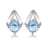 JewelryPalace Orecchini a Lobo Donna in Argento 925 con Topazio Azzurro Genuino, Ventaglio a Bottone Pietra Rotonda, Gioielli Tre Ori