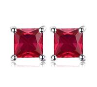 JewelryPalace Orecchini a Lobo in Argento 925 Donna con Naturale Ametista, Topazio, Citrino, Granato, Peridoto, Rubino, Zaffiro, Smeraldo - Set Piercing Quadrato a Bottone