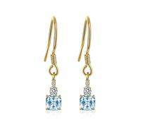 JewelryPalace Orecchini Donna Pendenti Lunghi Argento 925 con Genuino Topazio Azzurro, Piercing Orecchini a Gancio con Pendenti Pietra a Taglio Cuscino, Orecchini Azzurri in Oro Set Gioielli Donna