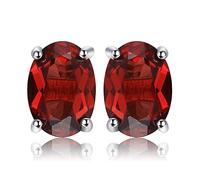 JewelryPalace Ovale 2ct Naturale Rosso Granato Birthstone Stud Orecchini Solido 925 Sterling Argento