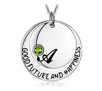 JewelryPalace Personalized Good Future And Happiness Birthstone 0.1ct Collana con Ciondolo Peridoto creato in Argento Sterling 925