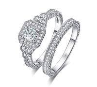 JewelryPalace Principessa Cut 1ct Cubic Zirconia Anniversario Promessa Wedding Band Anello di fidanzamento Canale nuziale Set 925 Sterling Argento