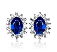 JewelryPalace Principessa Diana William Kate Middleton's 1.5ct Royal Blue Created Spinel Stud Orecchini placcato oro bianco 14K