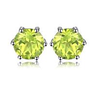 JewelryPalace Unisex adulto 1.1ct rotonda naturale Peridot orecchini solido 925 verde
