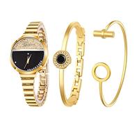 JewelryWe 3pcs Set Orologio Bracciale da Donna Elegante, Orologio da Polso Piccolo con 2 Braccialetti,Regalo per Donna
